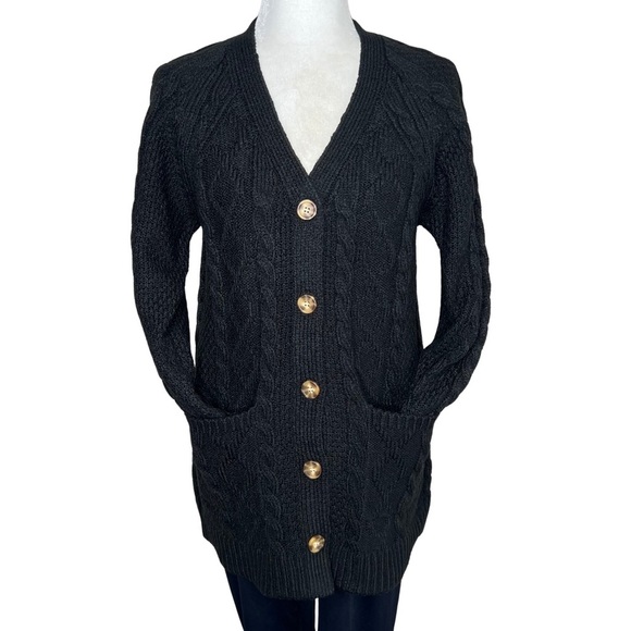 wonder nation Sweater Girls’ Cable Knit Cardigan Black Youth XL 14 16 Plus - Picture 15 of 15